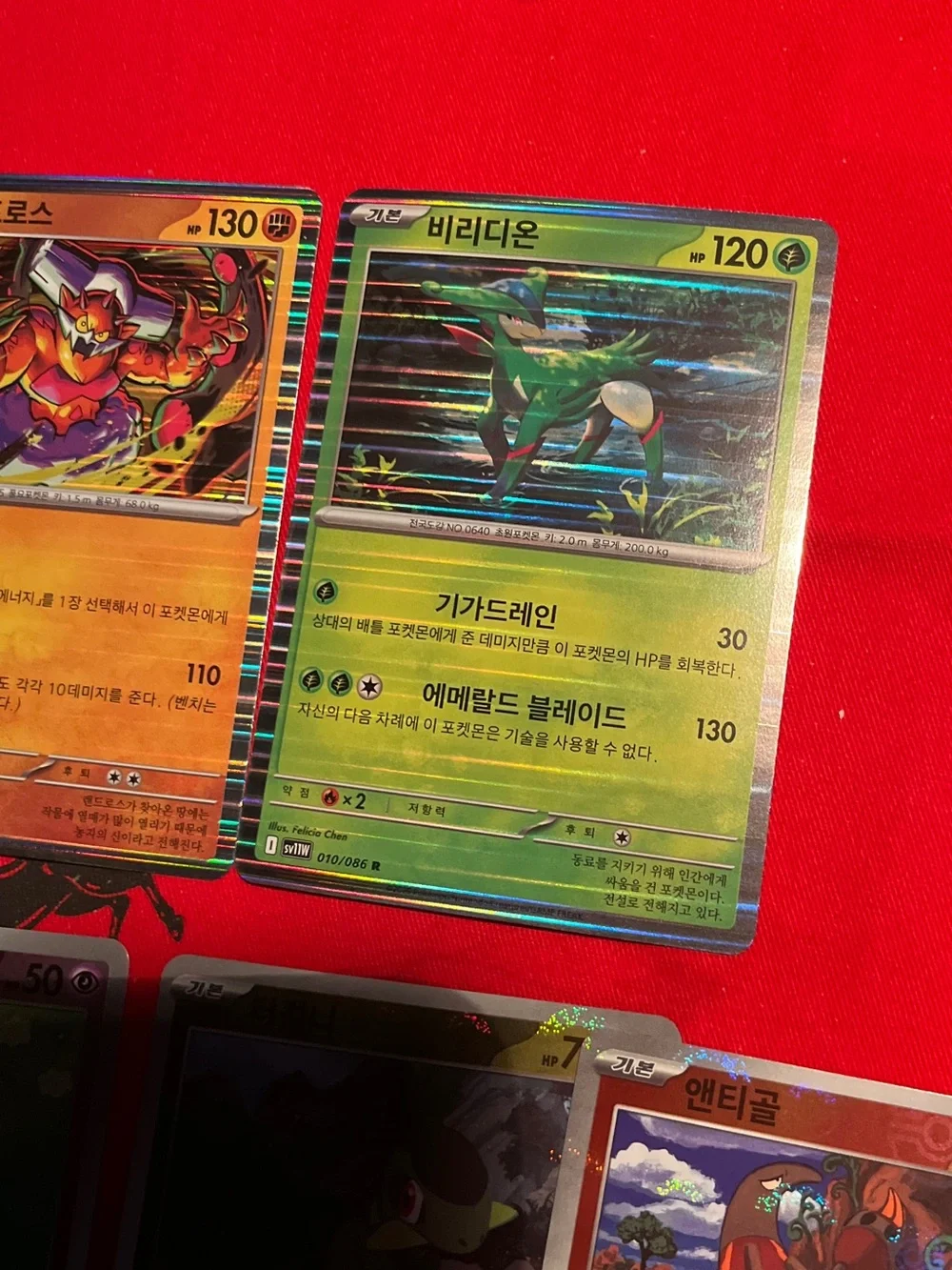 Pokemon Trading Card Lot with Red, Orange, Green, Black and Gold Holo Cards